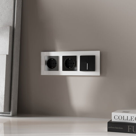 Выключатель одноклавишный с подсветкой (черный акрил)