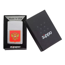 Зажигалка Zippo 200 Герб России, Brushed Chrome