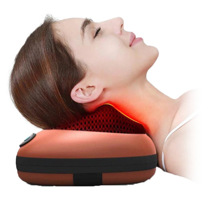 Массажер для всего тела (спина, шея, живот, ноги, руки): массажная подушка 8 роликов с подогревом, автоотключение, для дома, офиса и автомобиля. Роликовый массаж, 3D массаж, автоадаптер