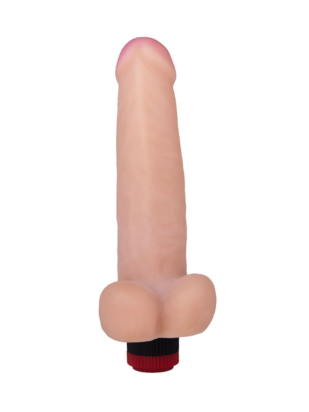 Большой реалистичный виброфаллос с мошонкой - 23 см. (Цвет: телесный)