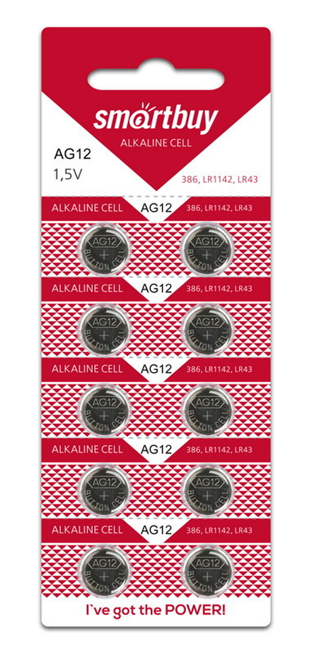 Батарейка Smartbuy AG12,386,LR1142,LR43-10B (SBBB-AG12-10B)