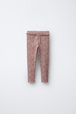 ZARA ЛЕГИНСЫ В РУБЧИК С ПРИНТОМ, ЦВЕТ РОЗОВОГО ДЕРЕВА
