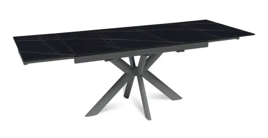Стол "СТРОНГ" 140-220, керамика Black Gold матовая, опоры черный муар