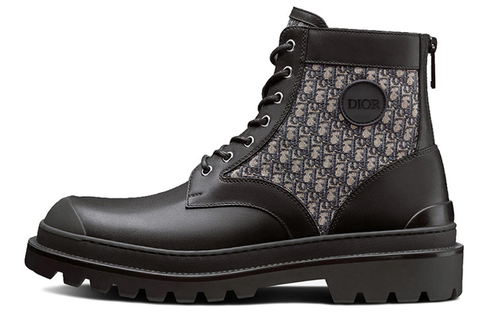 DIOR Explorer Ankle Boot Black Beige DIOR Oblique Jacquard
