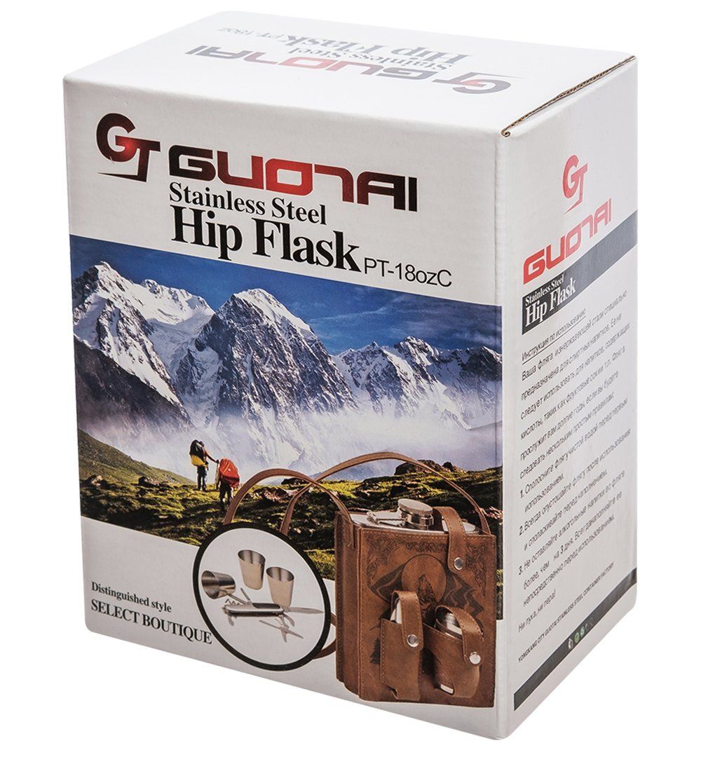 GT-52 Подарочный набор фляжка 500 мл с аксессуарами «Одинокий волк»