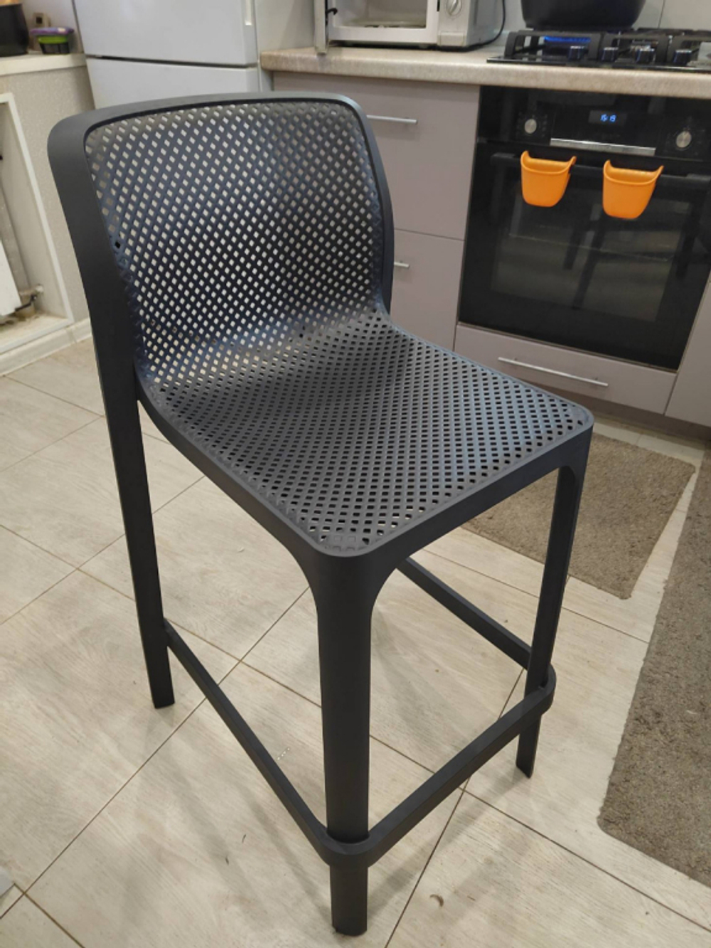 Стул пластиковый барный Nardi Net Stool, антрацит