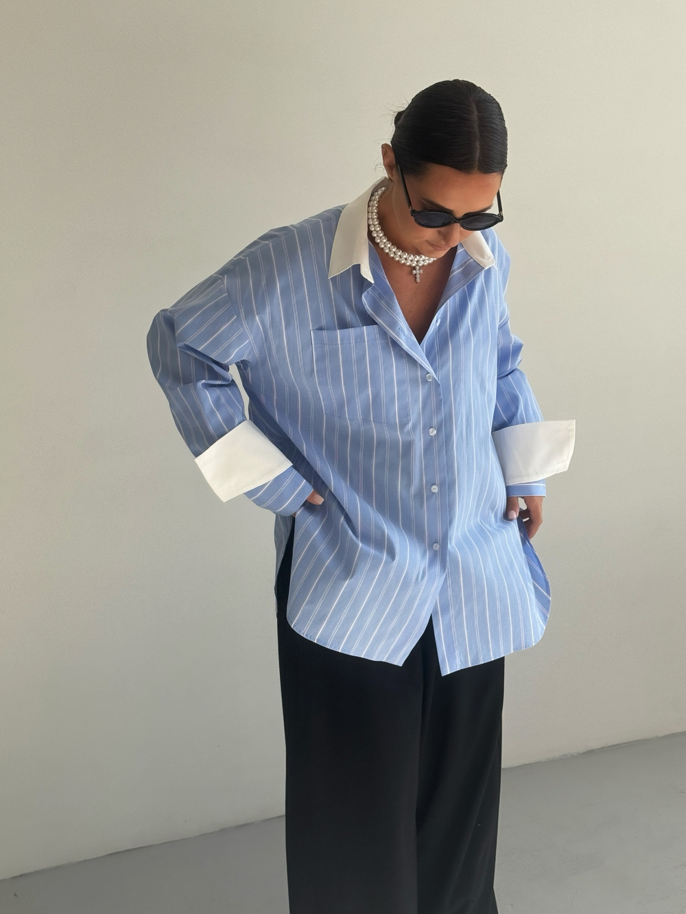 Рубашка со съемными манжетами