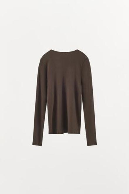 ZARA ФУТБОЛКА ИЗ ХЛОПКА, КОРИЧНЕВЫЙ