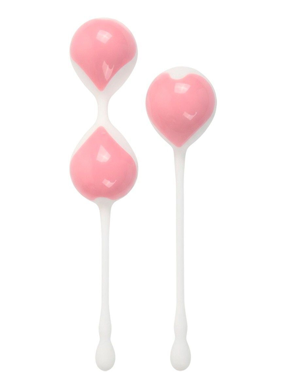 Набор розово-белых вагинальных шариков: двойные и одинарный (Цвет: розовый с белым)