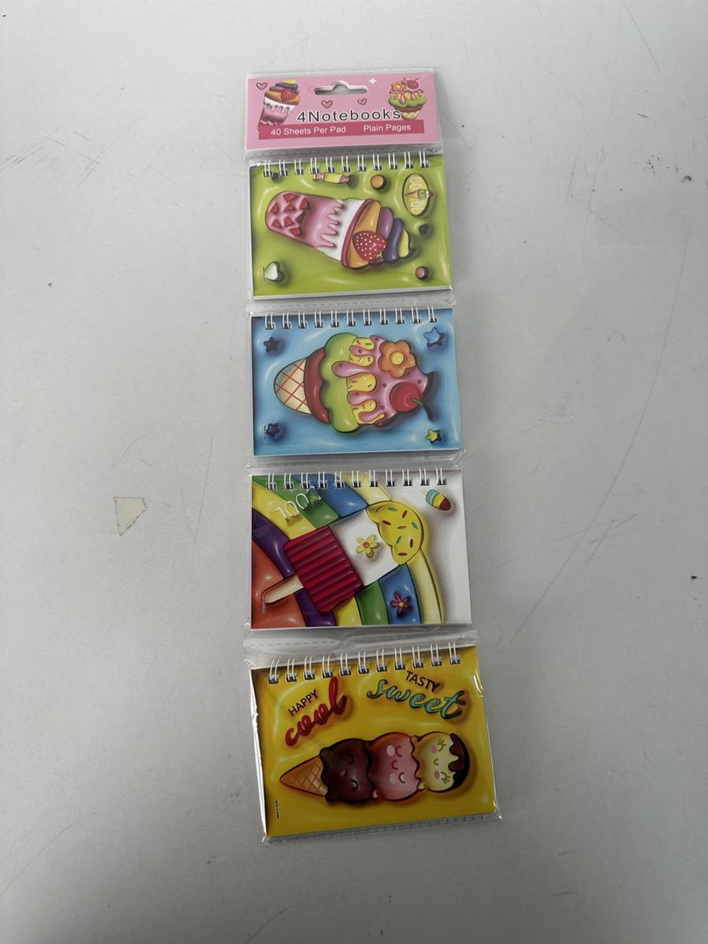 Блокнот "Пирожное" 10,5*7,5см на спирали. 4 шт в наборе