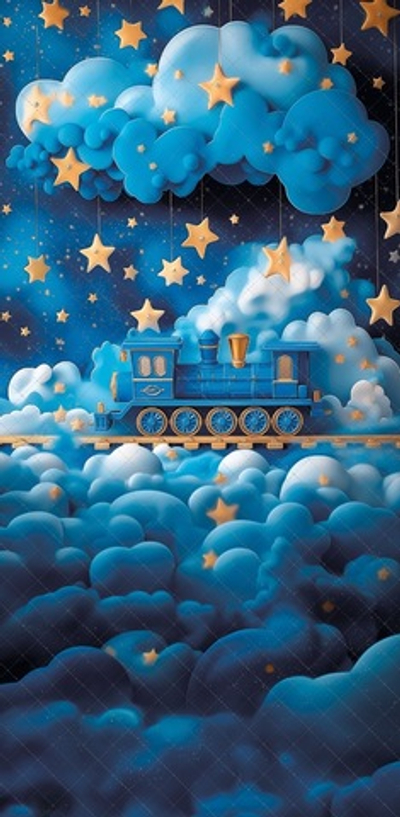 Паровозик в облаках №2 фон неопреновый