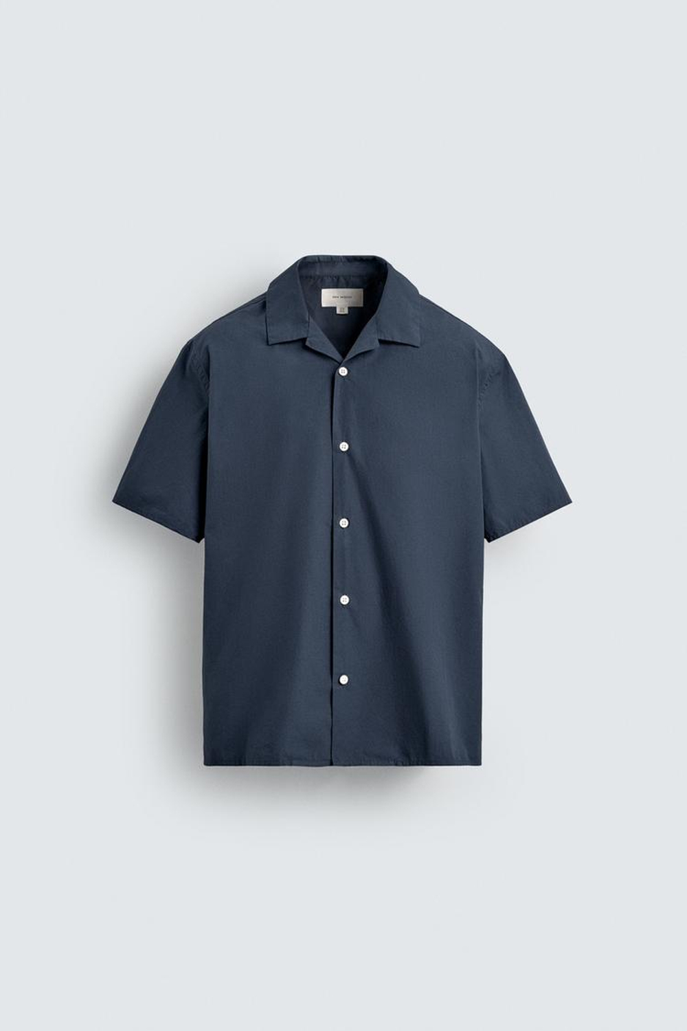 ZARA РУБАШКА СВОБОДНОГО КРОЯ ИЗ ПОПЛИНА, СИНИЙ