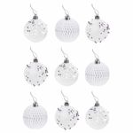 Шары ёлочные 9 шт., 6 см, "Crystal Silence", пластик, цвет: белый/серебристый, ЗОЛОТАЯ СКАЗКА, 591988