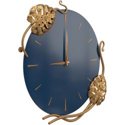 Часы настенные Monstera Deliciosa (Монстера) Колор Королевский синий Амбер