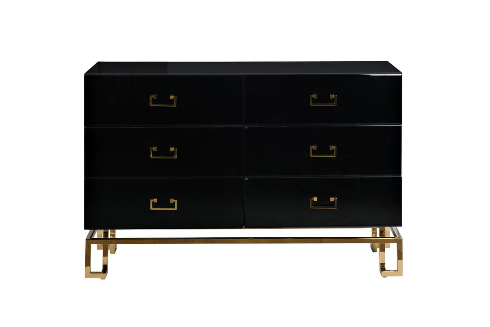 KFG057 Комод черный 6 ящиков 120*42*82см