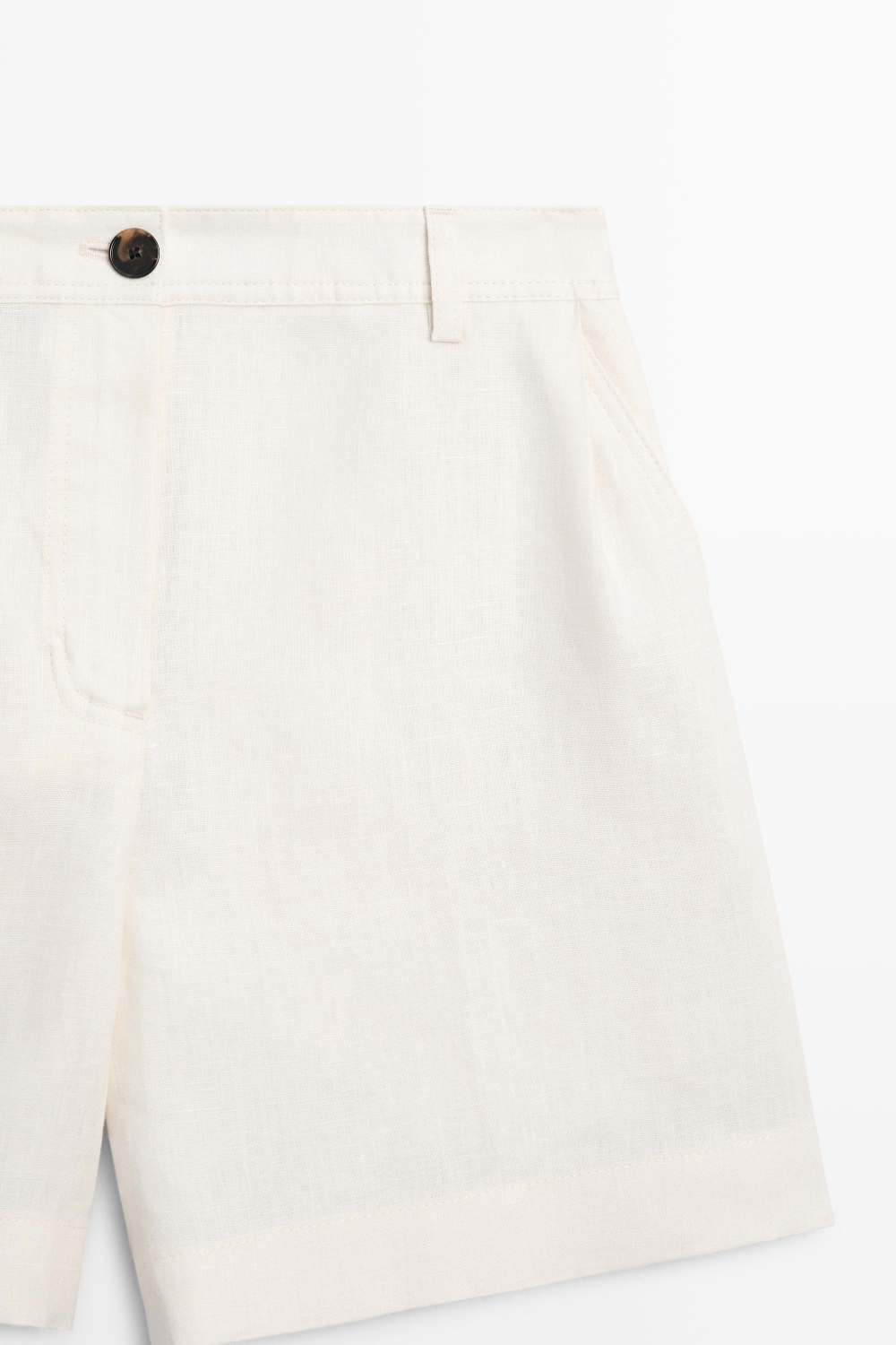 Massimo Dutti Шорты из 100% льна со складками, белый