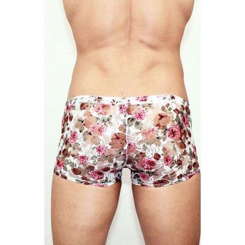 Мужские трусы боксеры белые с розами Romeo Rossi Boxer RR00227