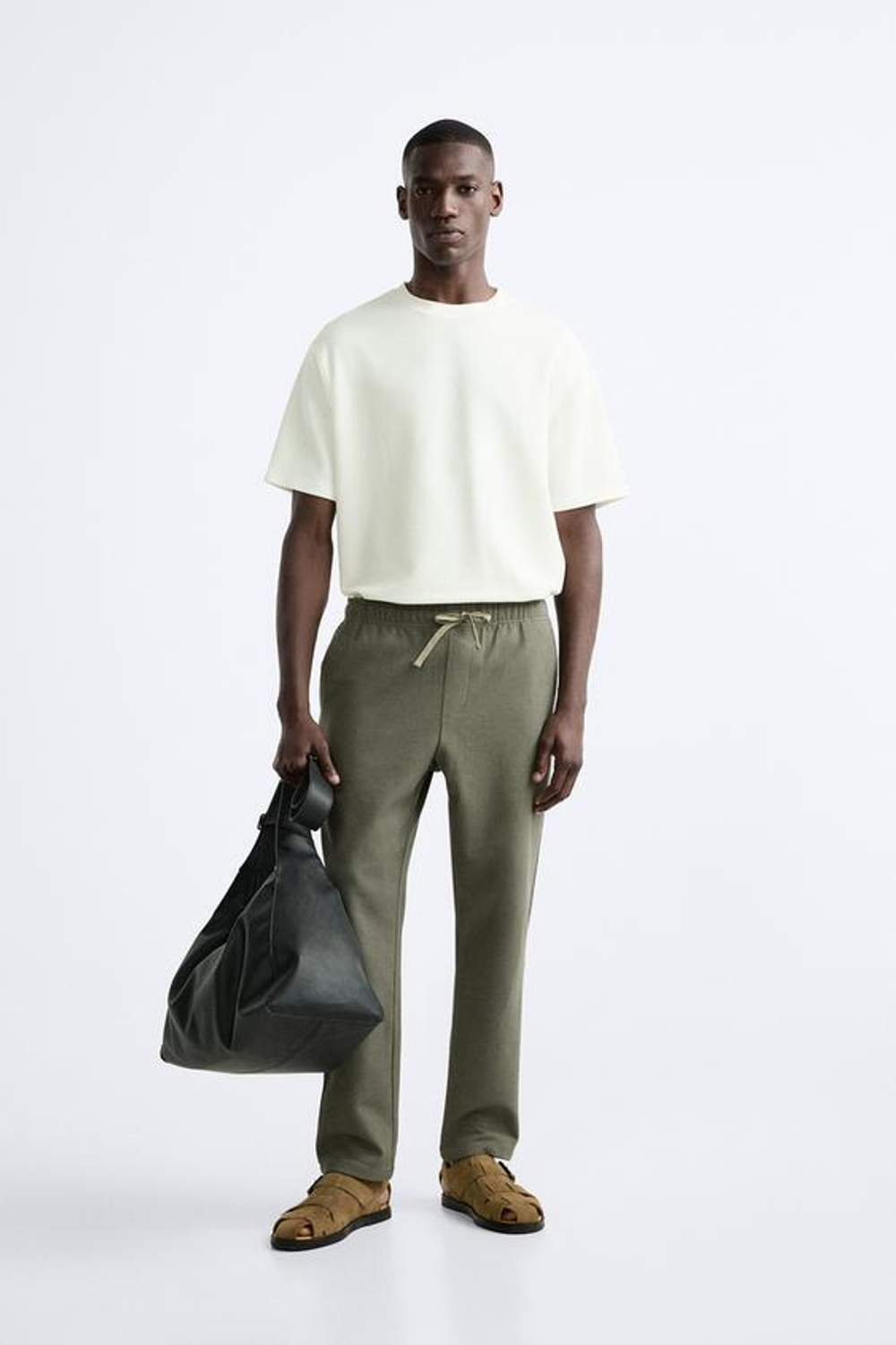 ZARA БРЮКИ-ДЖОГГЕРЫ КОМФОРТНОЙ ПОСАДКИ, ТЕМНЫЙ ХАКИ