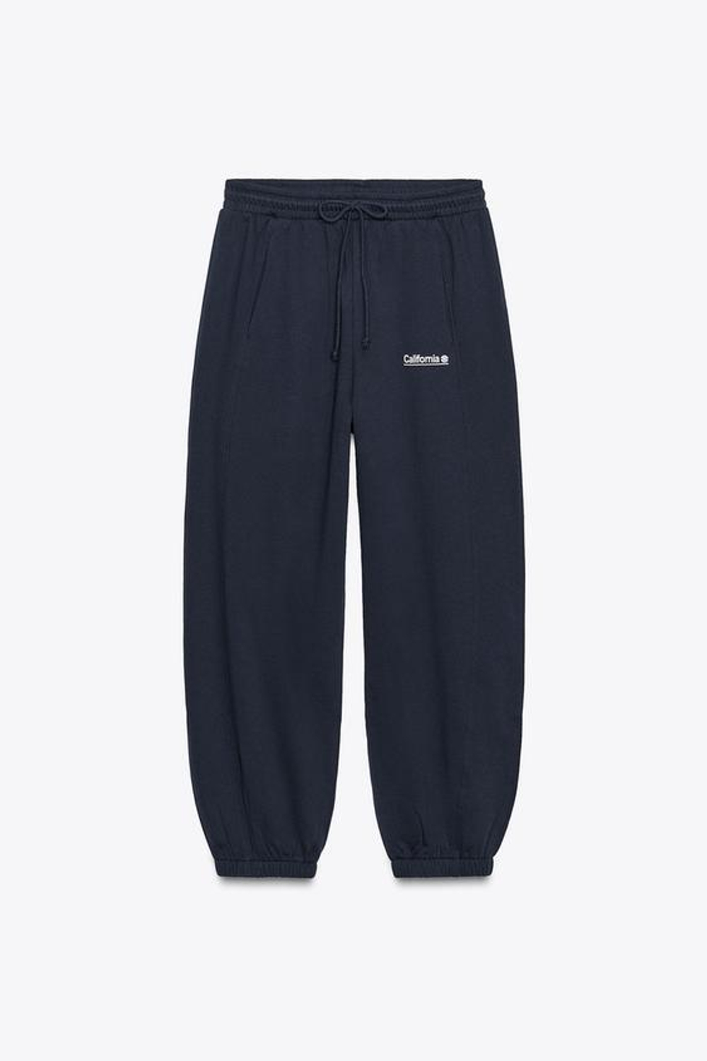 ZARA БРЮКИ-ДЖОГГЕРЫ С ТЕКСТОМ, СИНИЙ