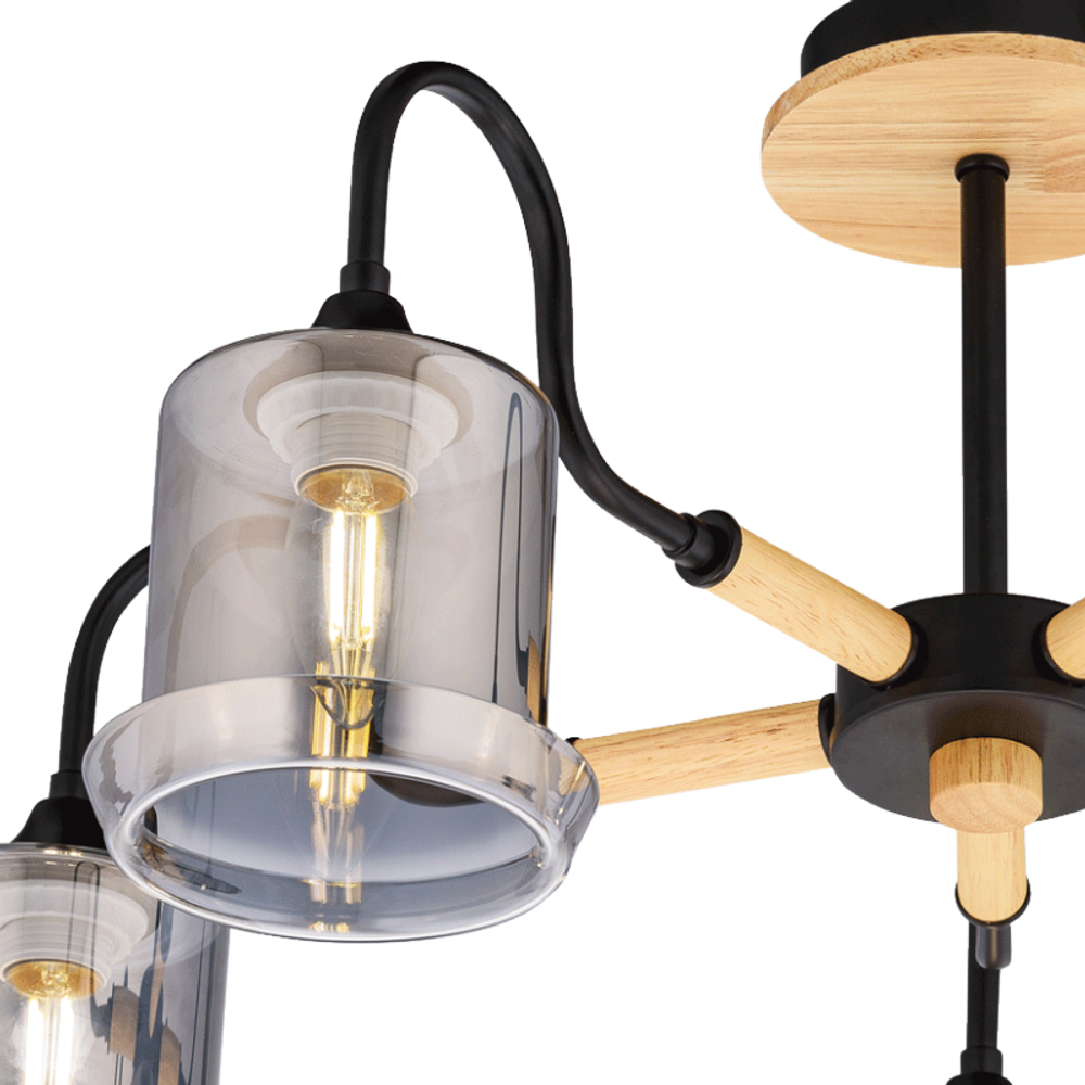 Потолочная люстра Mirastyle SX-N-4872/5 BK+WOOD