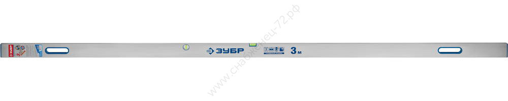 ЗУБР ППУ-Р 3м, точность 0.5 мм/м, 2 глазка, Правило с уровнем и ручками (1075-3.0)