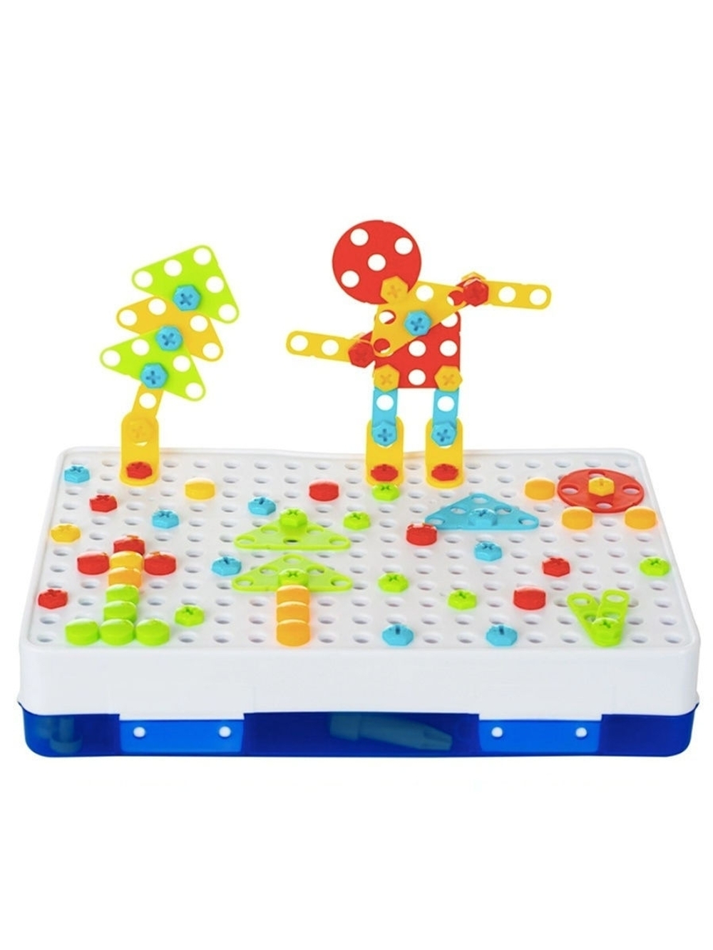 Конструктор мозаика с шуруповёртом 261 деталей Creative Double Sided Box 6в1