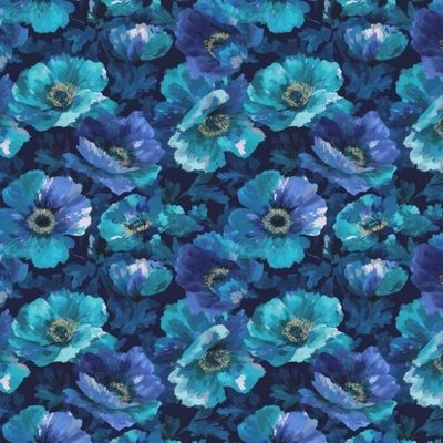 цветочный принт с синими и голубыми цветами