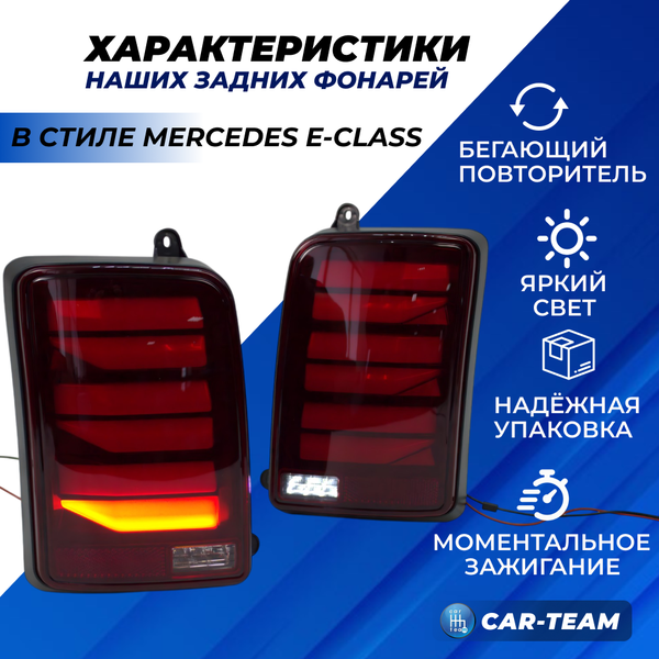 Задние фонари Лада Нива 4x4, Urban светодиодные плазма в стиле Mercedes E-class, красные (21214-3716010/11-86)