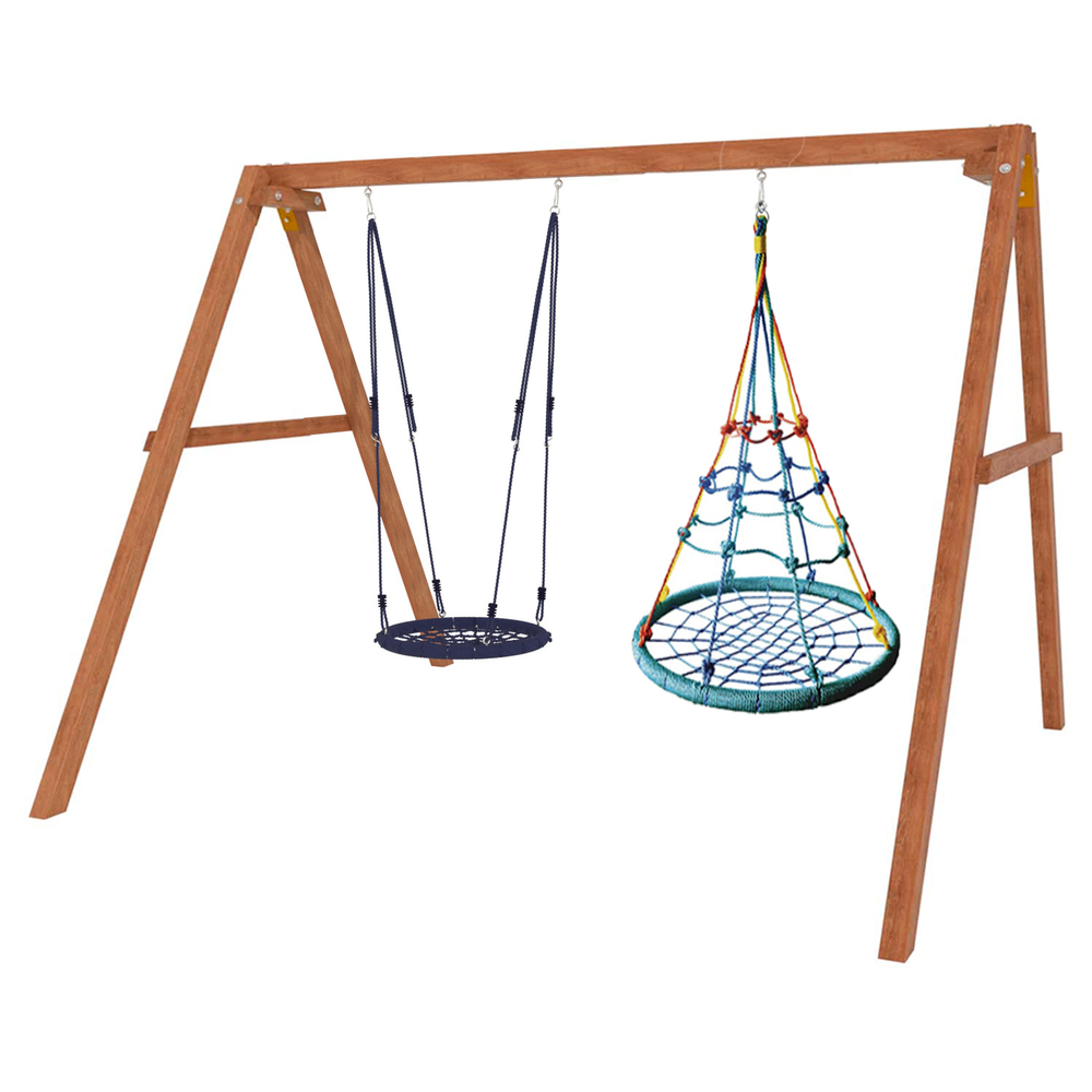Деревянные качели с качелями гнездо с паутинкой и гнездом 60см