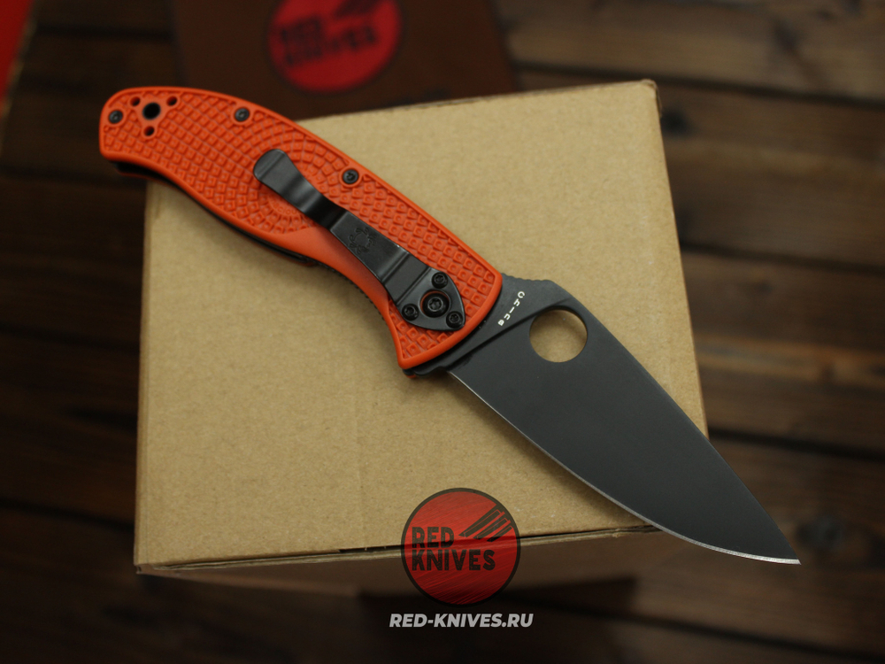 Нож Spyderco Tenacious LTW - оранж. рук., черный клинок RK-497