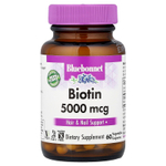 Bluebonnet Nutrition, Биотин, 5000 мкг, 60 растительных капсул