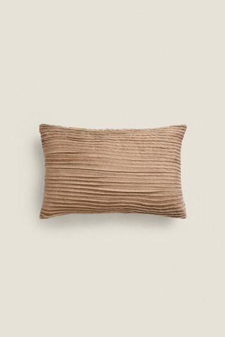 ZARA HOME ЧЕХОЛ ДЛЯ ДЕКОРАТИВНОЙ ПОДУШКИ С ТИСНЕНИЕМ В ПОЛОСКУ, СВЕТЛО-БЕЖЕВЫЙ