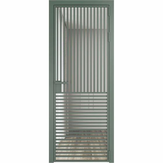 Алюминиевая дверь 17AG зелёный воск стекло прозрачное