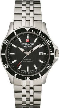 С браслетом Мужские наручные часы с серебряным браслетом Swiss Alpine Military 7022.1137 mens 42mm 10ATM