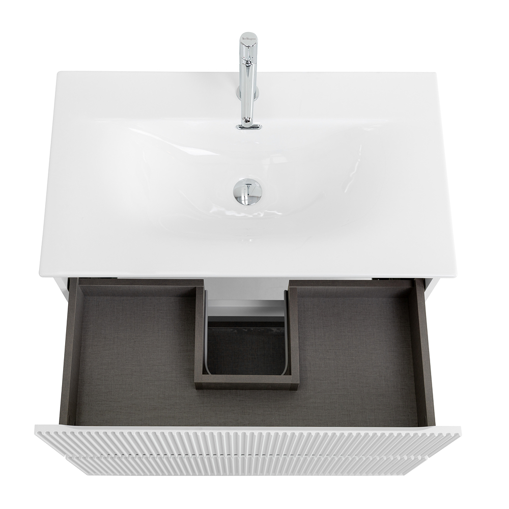 Тумба с раковиной подвесная BelBagno UNO-900-2C-SO-BO Bianco Opaco, раковина белая BB-8099-90