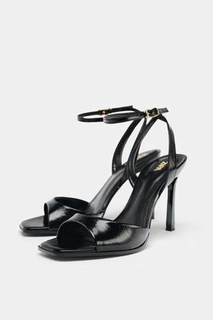 ZARA ЛАКИРОВАННЫЕ БОСОНОЖКИ, ЧЕРНЫЙ