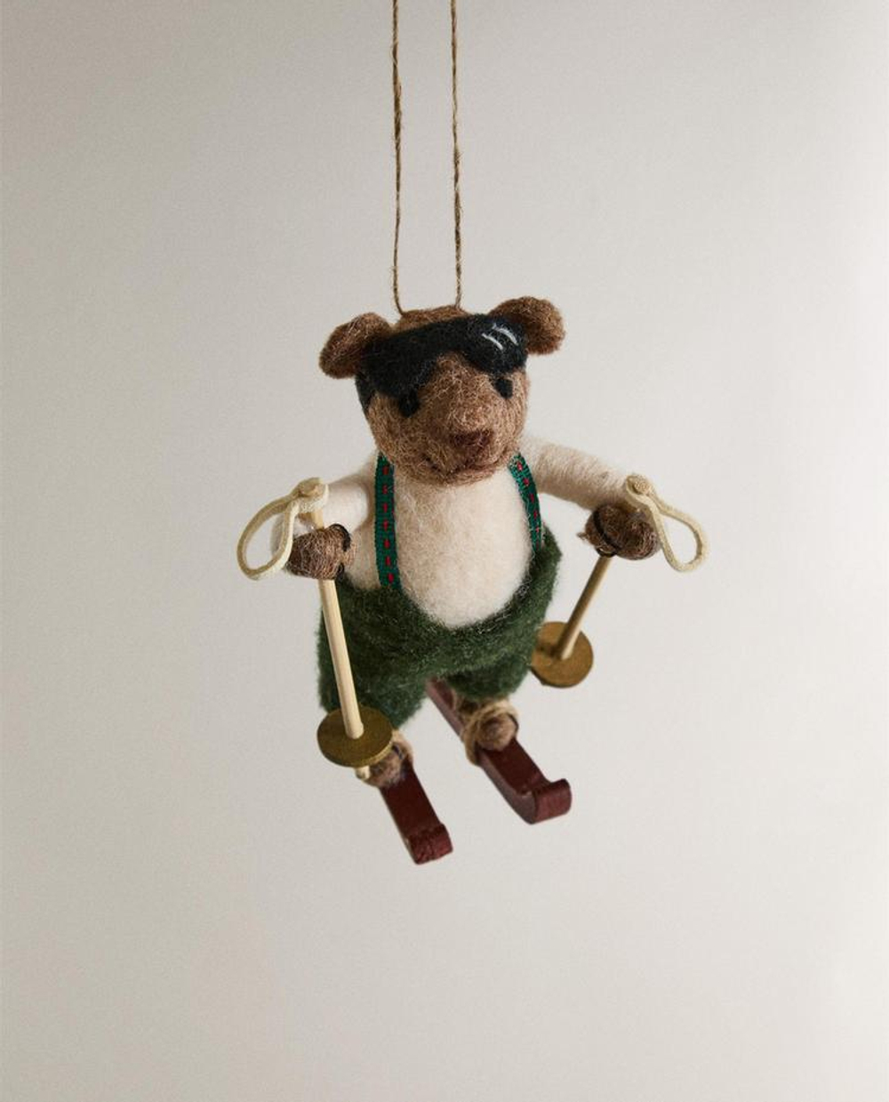 ZARA HOME ЕЛОЧНОЕ УКРАШЕНИЕ ИЗ ФЕТРА "МЫШОНОК-ЛЫЖНИК", КОРИЧНЕВЫЙ