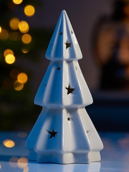Светодиодная фигура «Ёлочка со звёздами», 13×6.5×6.5 см, 1 LED, керамика, от батареек LR44×3, тёплый