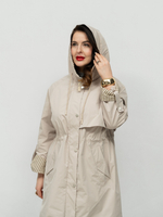 Плащ женский демисезонный весна осень с капюшоном длинный большие размеры