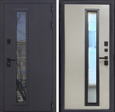 Входная дверь металлическая утепленная с стеклянной вставкой - 1083