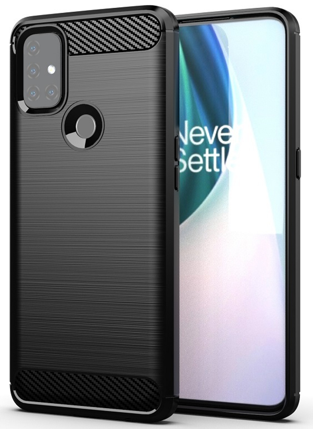 Мягкий чехол черного цвета для OnePlus Nord N10, серии Carbon от Caseport