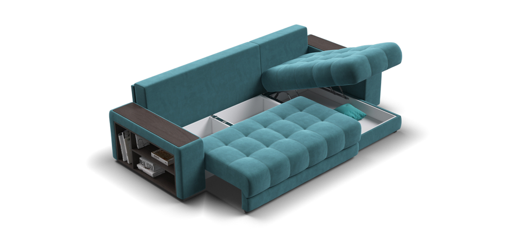 Угловой диван Босс ХЛ Велюр Монолит зеленый