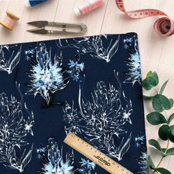 Ткань барби белые воздушные растения