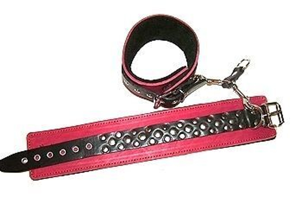 Красно-чёрные узкие поножи с клёпками (Цвет: красный с черным)