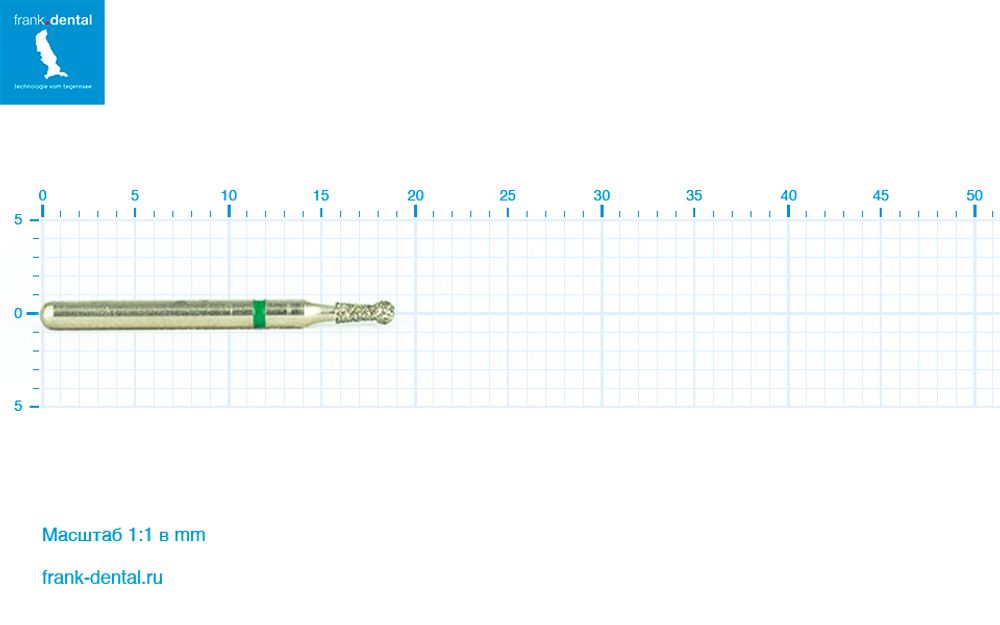 Бор алмазный зеленый  Frank Dental типа FG - D.802.014.G.FG