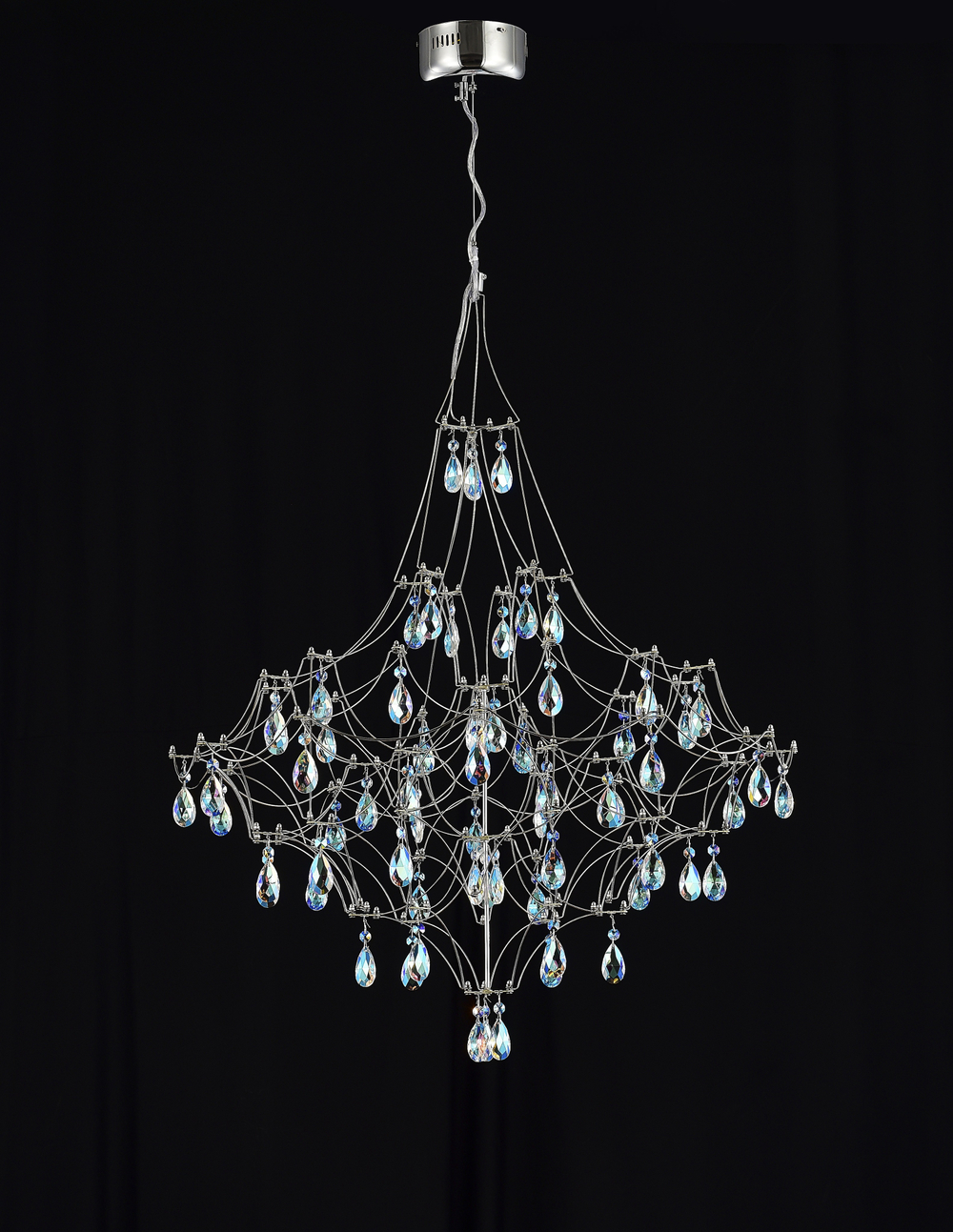 Подвесная люстра светодиодная с пультом и хрустальными подвесками K9 MyFar Allegria MR2640-66P-50СD