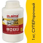 Клей ПВА Экстра Суперпрочный 1 кг (керамика, ткань, кожа, дерево, бумага, картон), LAIMA, 606432