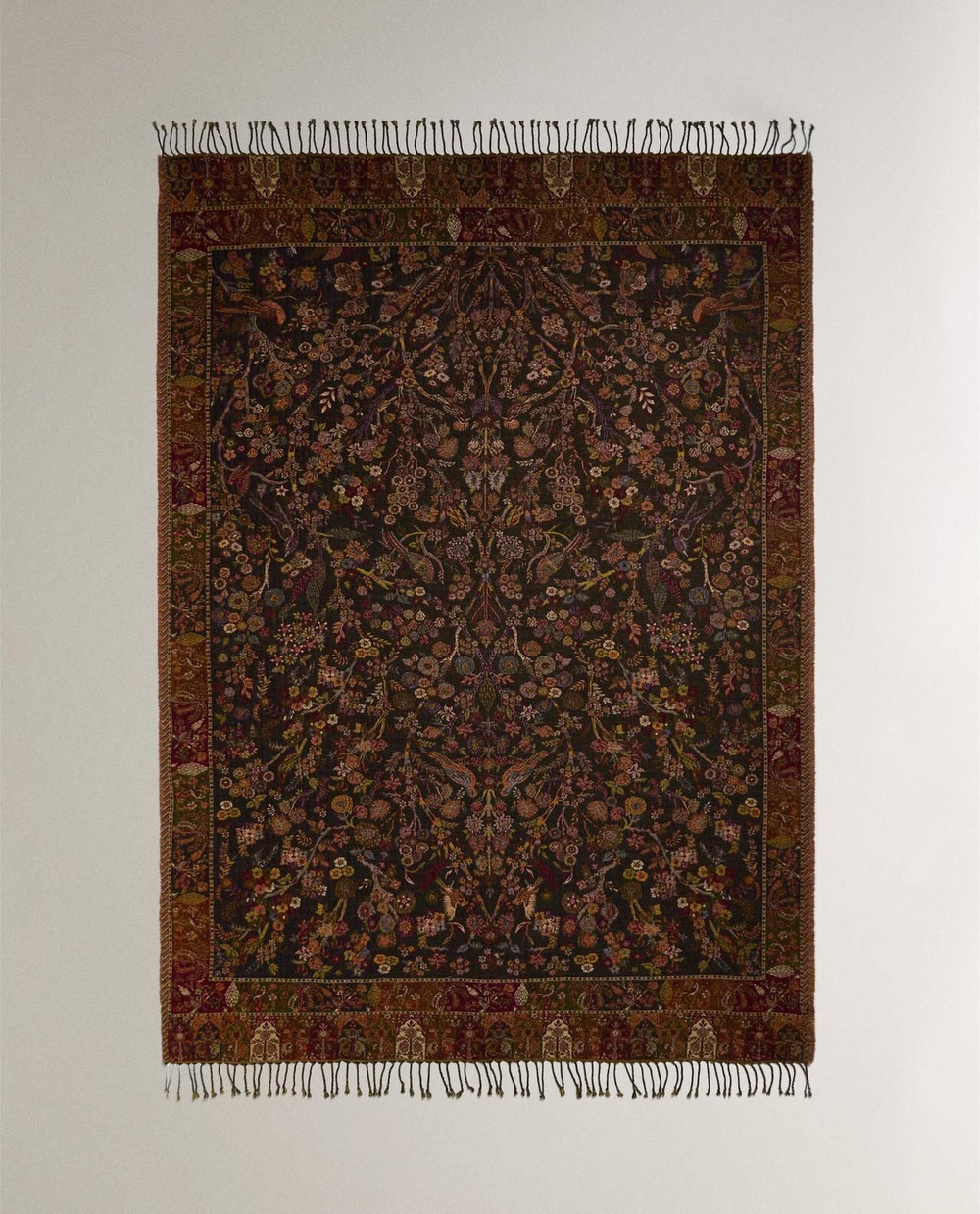 Zara Home - Жаккардовое одеяло с цветочным рисунком, синий, 140x190 см