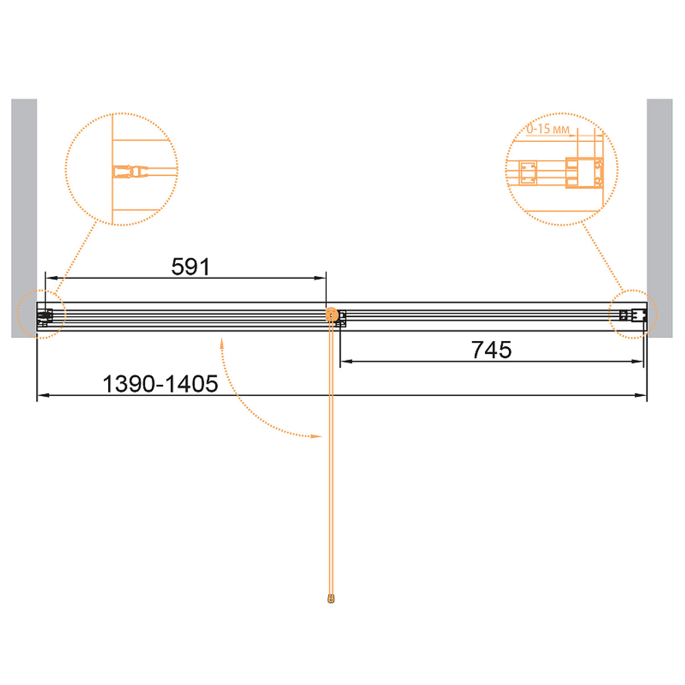 Душевая дверь Cezares Urban 140 URBAN-B-12-140-C-CR профиль Хром стекло прозрачное