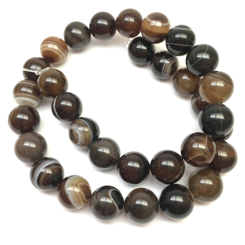 Агат коричневый 12 мм, бусины